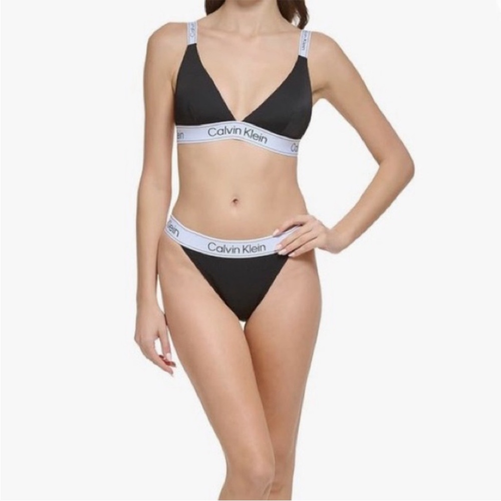 Calvin Klein Swim- Black Logo Bikini- Medium top/Large bottom
